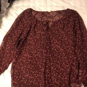 Fall leaves maroon sheer blouse